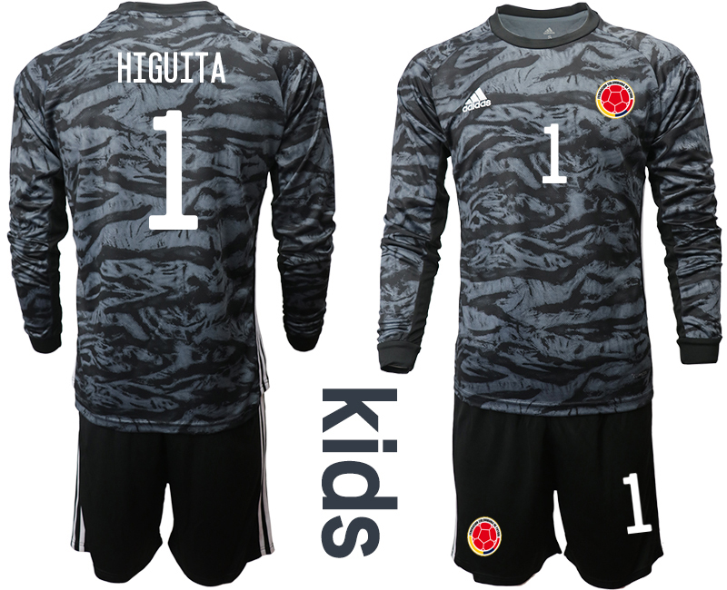 Youth 2020-2021 Season National team Colombia goalkeeper Long sleeve black #1 Soccer Jersey3->colombia jersey->Soccer Country Jersey